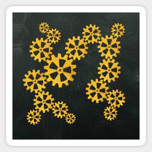 Golden steampunk gears on a gray background Sticker